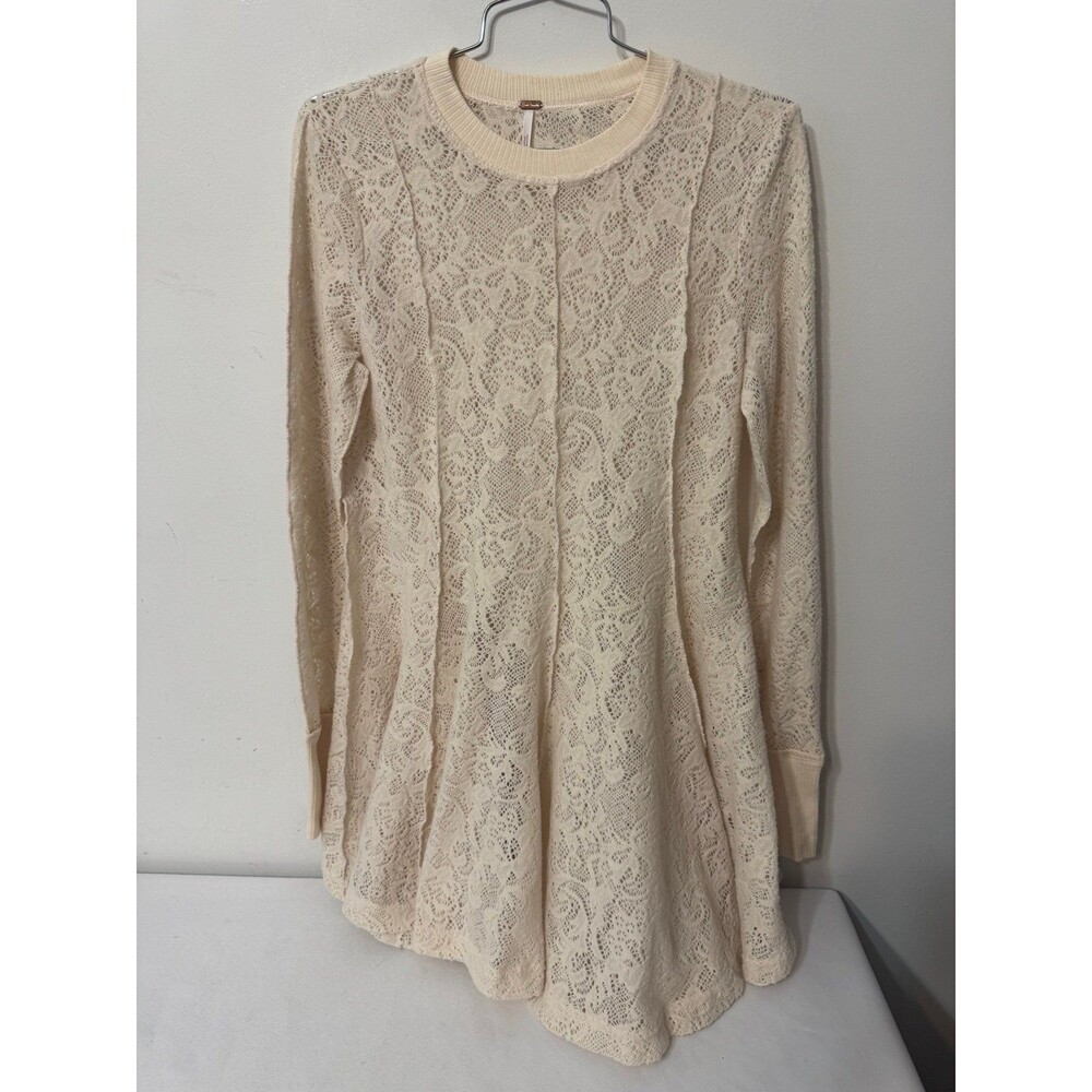 FREE PEOPLE COFFEE IN THE MORNING IVORY LACE  TUNIC XS nwot